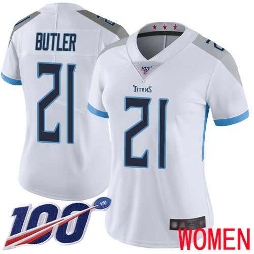 Tennessee Titans Limited White Women Malcolm Butler Road Jersey NFL Football #21 100th Season Vapor Untouchable->youth nfl jersey->Youth Jersey